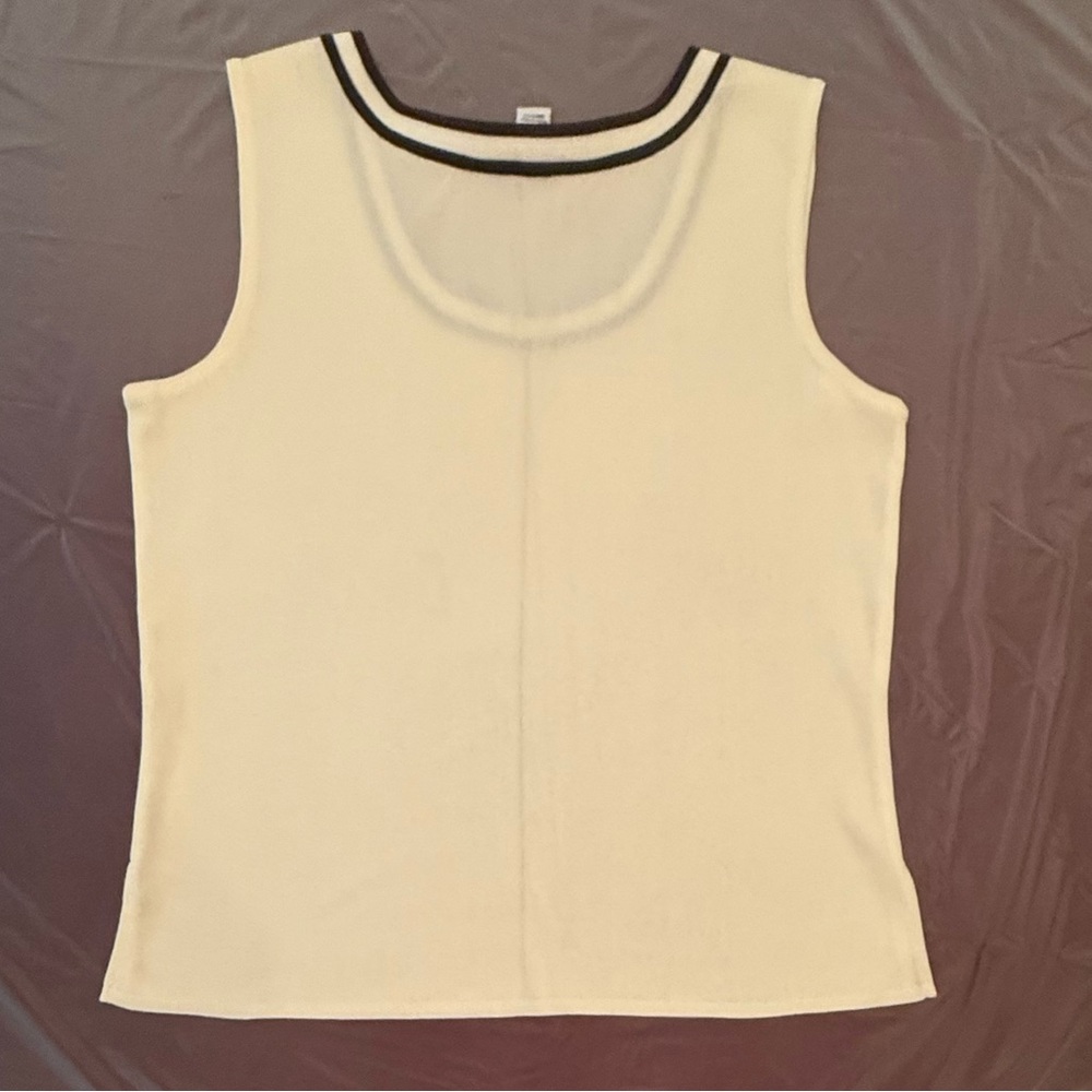 Ming Wang 2 Piece Cream/Black Knit Jacket/Tank Sweater Set Size Medium MSRP $595 - Picture 6 of 14